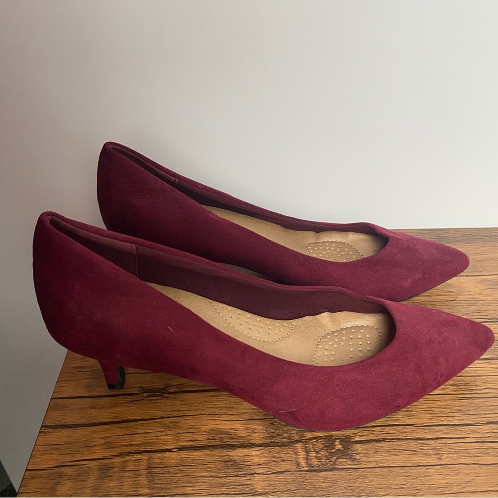 [WIDE WIDTH] Burgundy Kitten Heels
